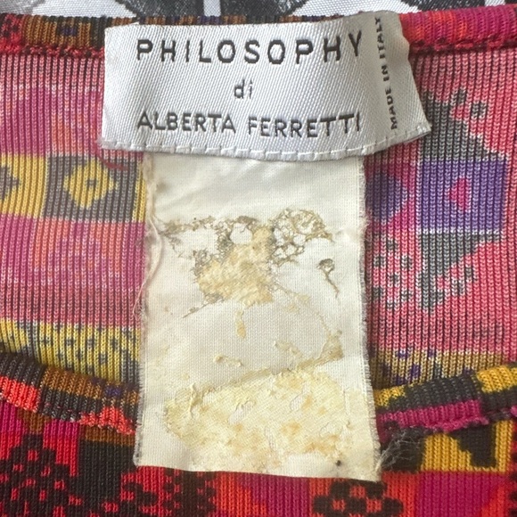 VINTAGE Alberta Ferretti MIX PRINT Long Sleeve MAXI DRESS “ GRUNGE VIBE” - Picture 10 of 11